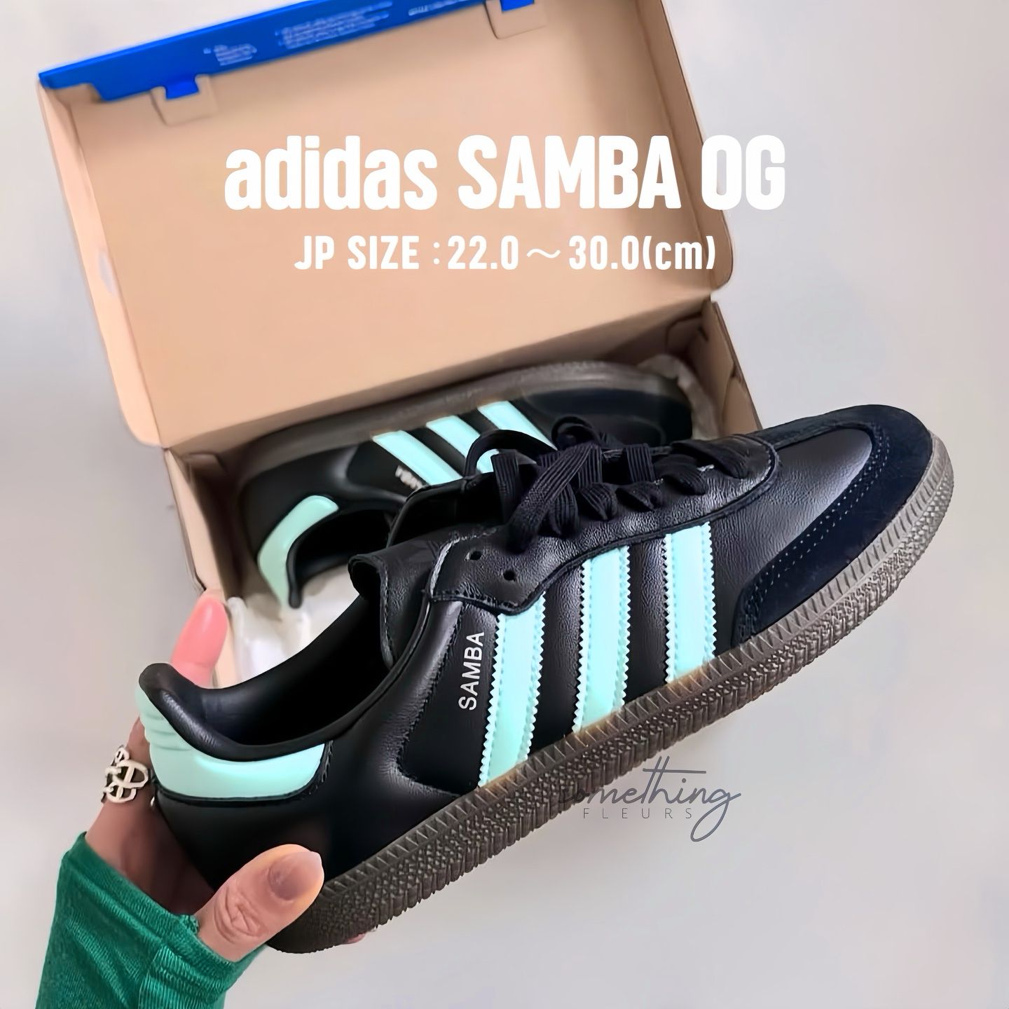 adidas Originals SAMBA OG 日本限定Tiffany Blue 拼黑配色 adidas Originals SAMBA OG 日本限定Tiffany Blue 拼黑配色