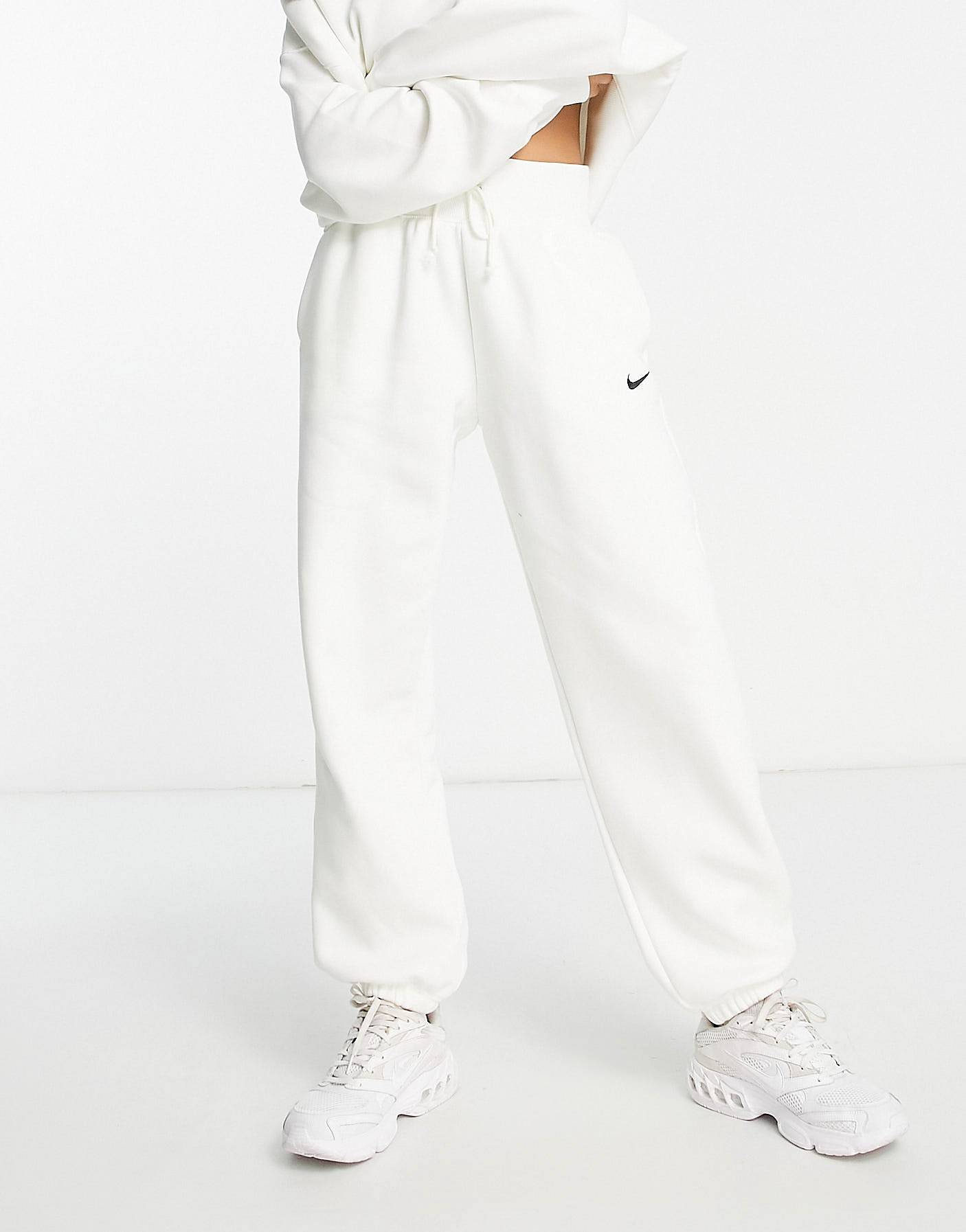 nike mini swoosh oversized sweatpants in cream