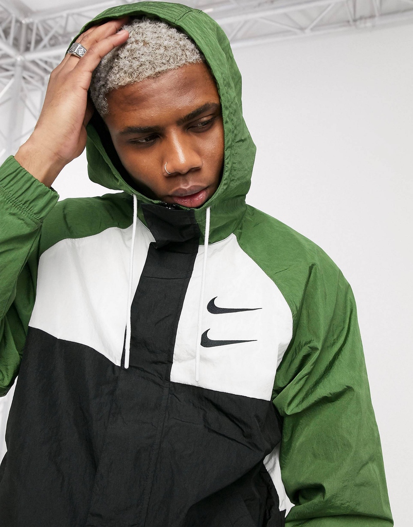 swoosh woven hooded jacket