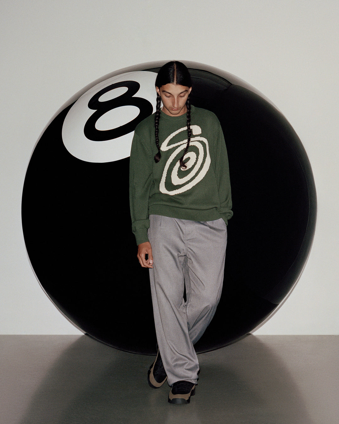 早い者勝ち）Stussy curly S sweater sサイズ ☆関税込☆STUSSY☆Stussy Curly S Sweater Green☆ニット