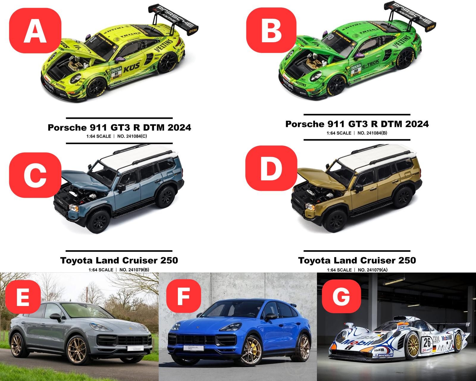 預訂Pre-order 》Trends Hobby 1/64 Porsche 911 GT3 Cayenne GT1 Land