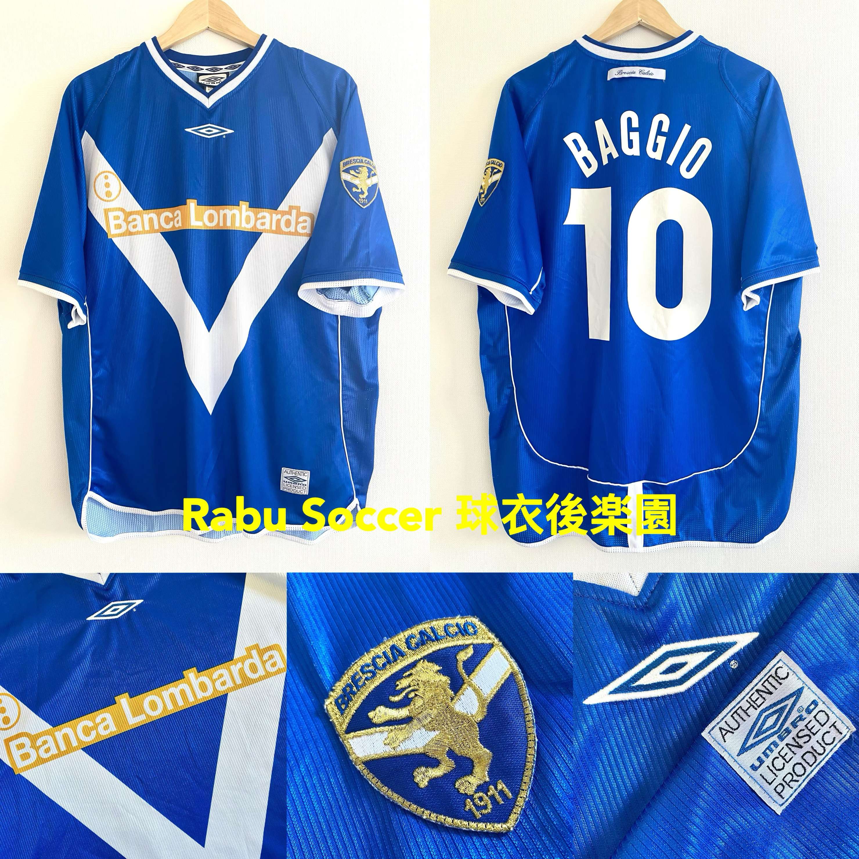 新品Brescia Calcio Baggio 10 サッカーシャツユニフォーム Player BAGGIO 10 XL BRESCIA CALCIO Maglia Shirt 2003 04