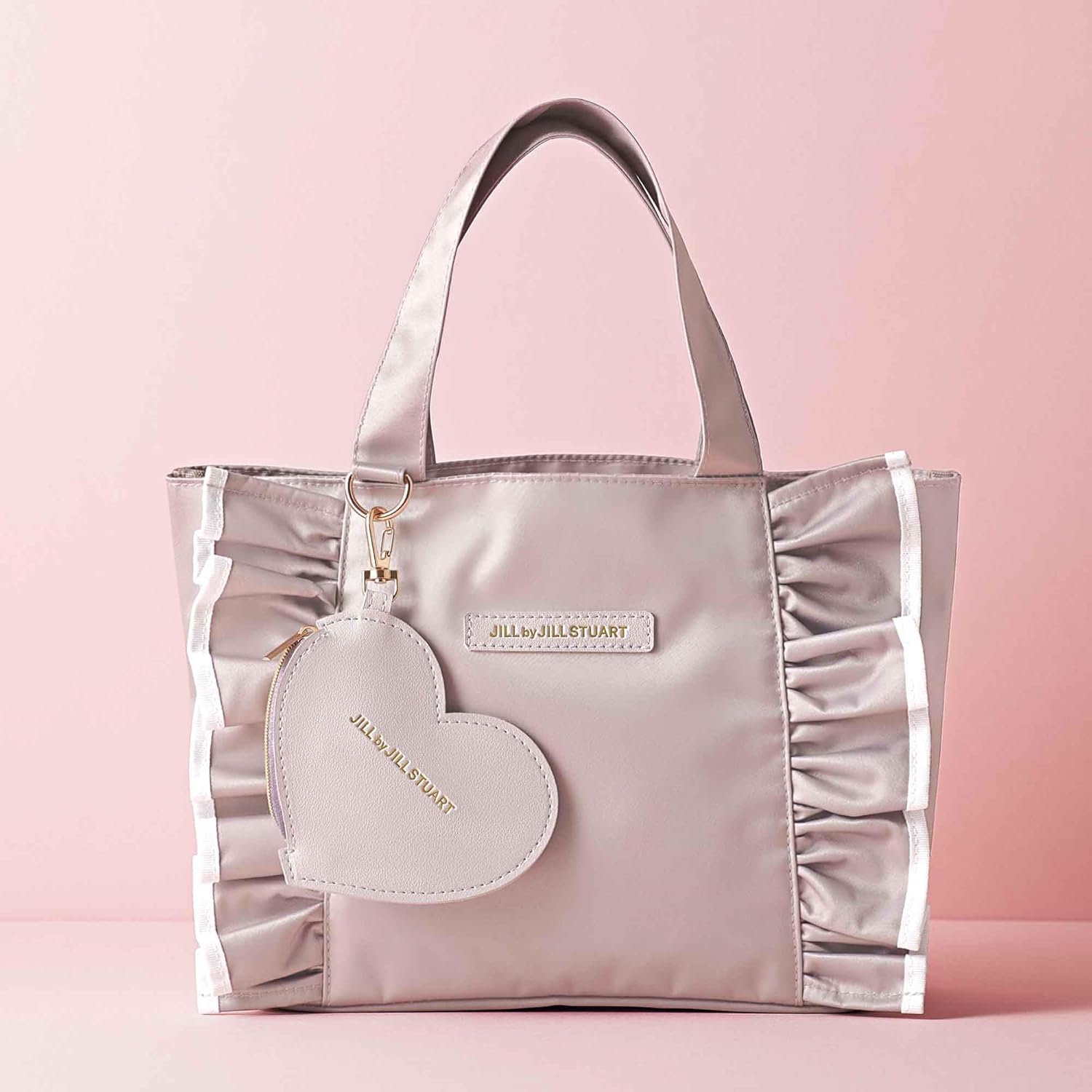 正規品保証◆JILLSTUART◆HEART EMBELLISHED LOGO SHOPPER BAG Maren Artificial Crystal Heart Shaped Bag - Pink | Parallel