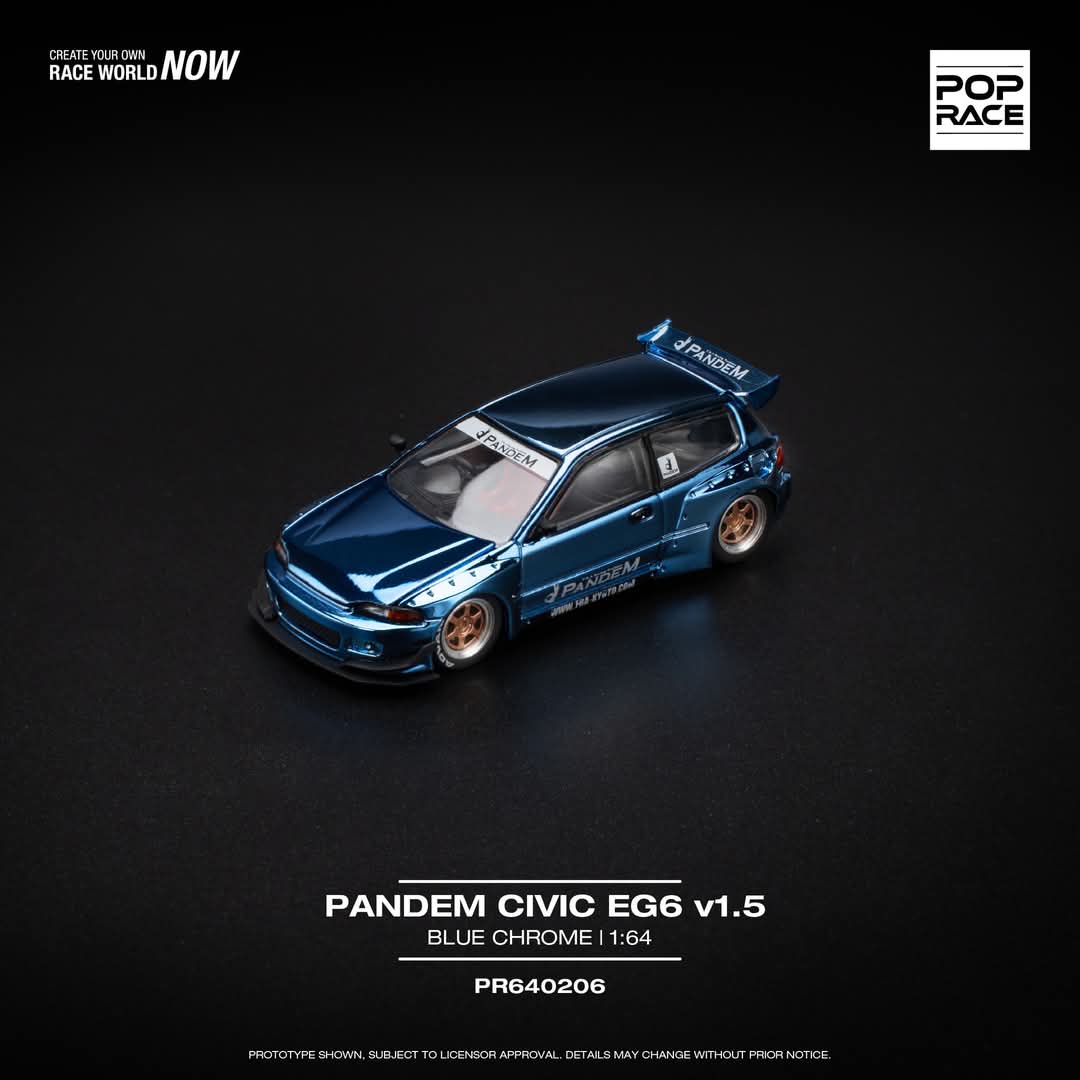 預購Pre-order] POPRACE 1/64 PANDEM CIVIC EG6 - BLUE CHROME