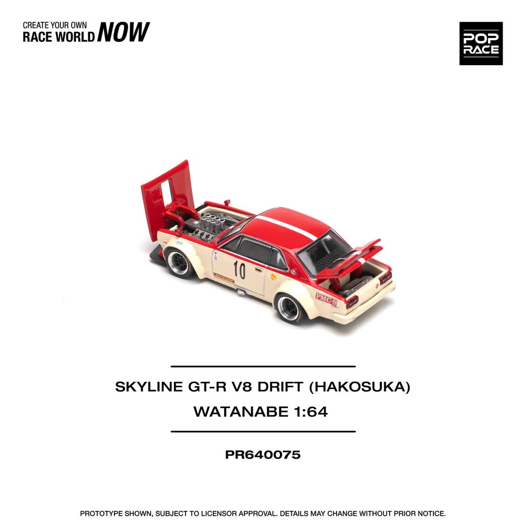 模型 POP RACE Model Car Compatible with Nissan Skyline GT-R V8