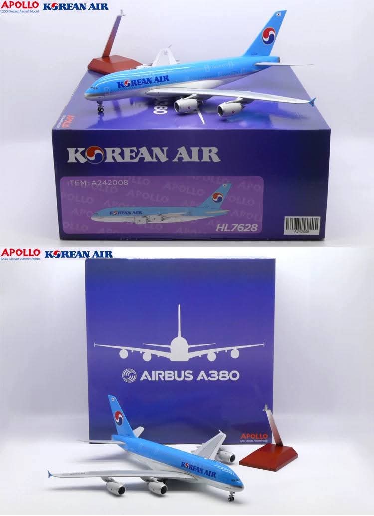 1/200 APOLLO Korean Air A380-800 HL7612 HL8628 - 收藏家模型