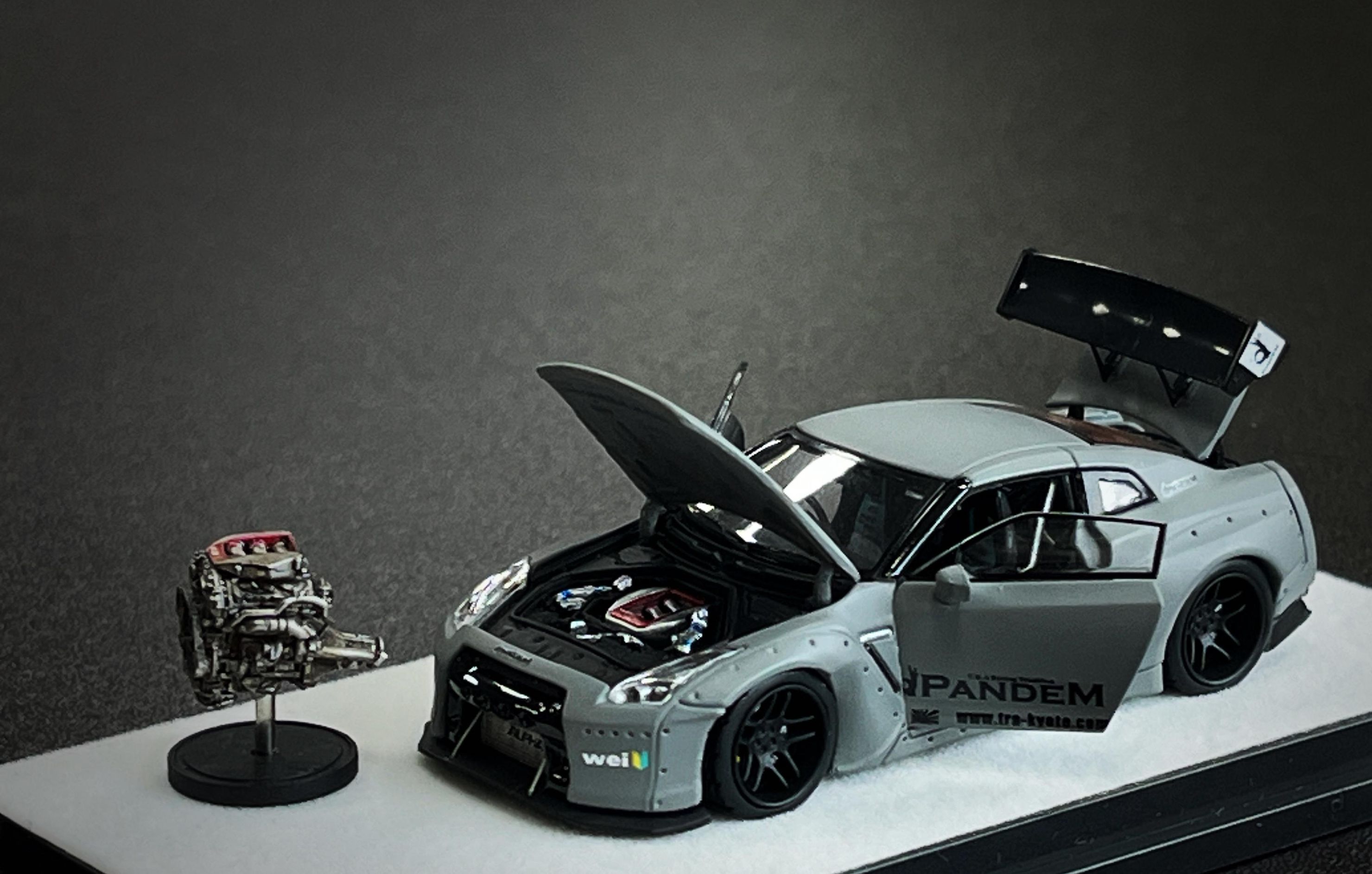 PGM 1/64 Nissan GT-R R35 Rocket Bunny Combat Grey Diecast Model
