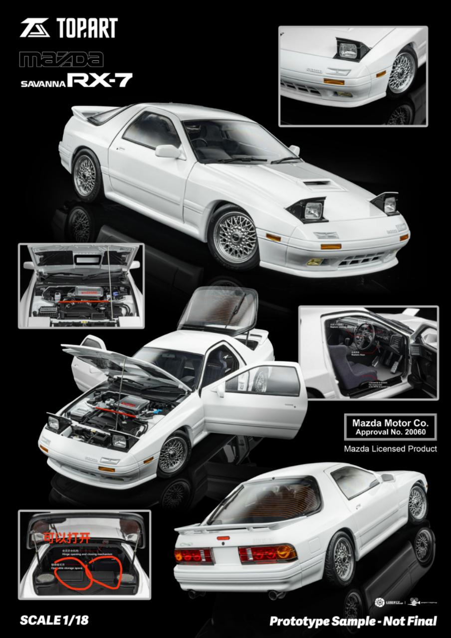 TopArt 1/18 Mazda RX7 FC3S 1989 Fully-Opened Diecast model