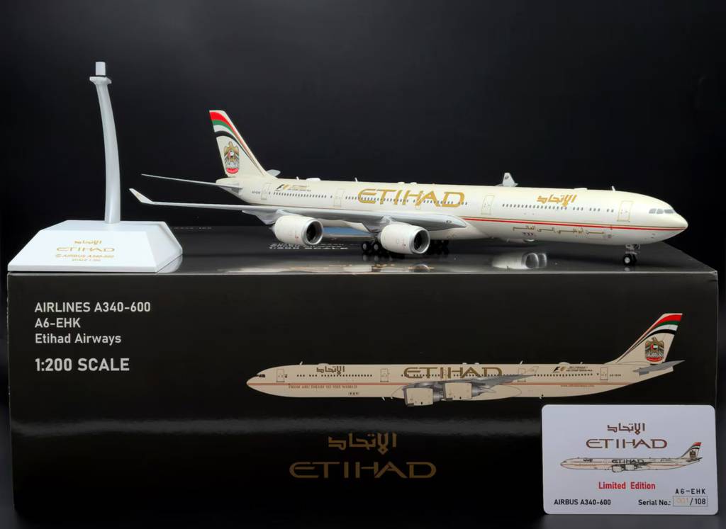 KJ Models 1/200 Etihad A340-600 F1 Livery A6-EHK - 收藏家模型飛機