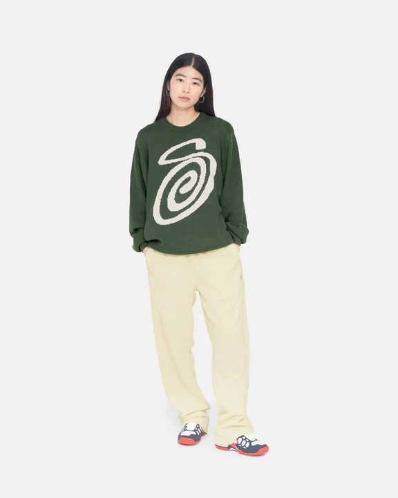 Stussy Curly S Sweater グリーン ☆関税込☆STUSSY☆Stussy Curly S Sweater Green☆ニット