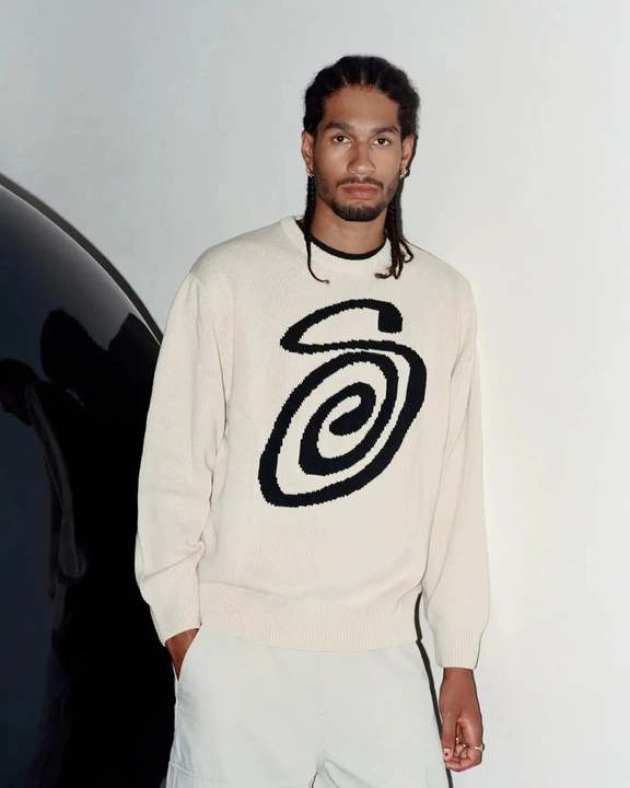 トップス Stussy CURLY S SWEATER White stussy ストゥーシー CURLY S SWEATER ホワイト ニット