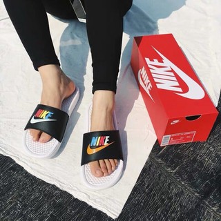 nike slippers rainbow