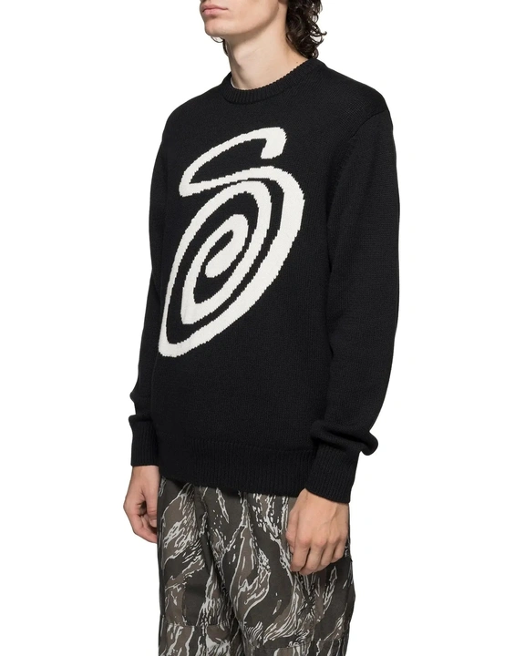 Stussy Curly S Sweater (BLACK) - 7749hk