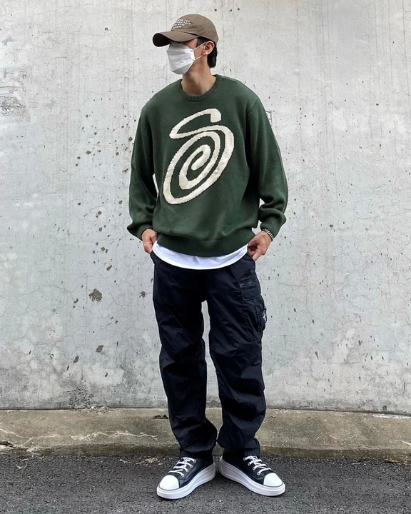 STUSSY CURLY S SWEATER 緑 ☆人気☆【STUSSY】☆Stussy Curly S