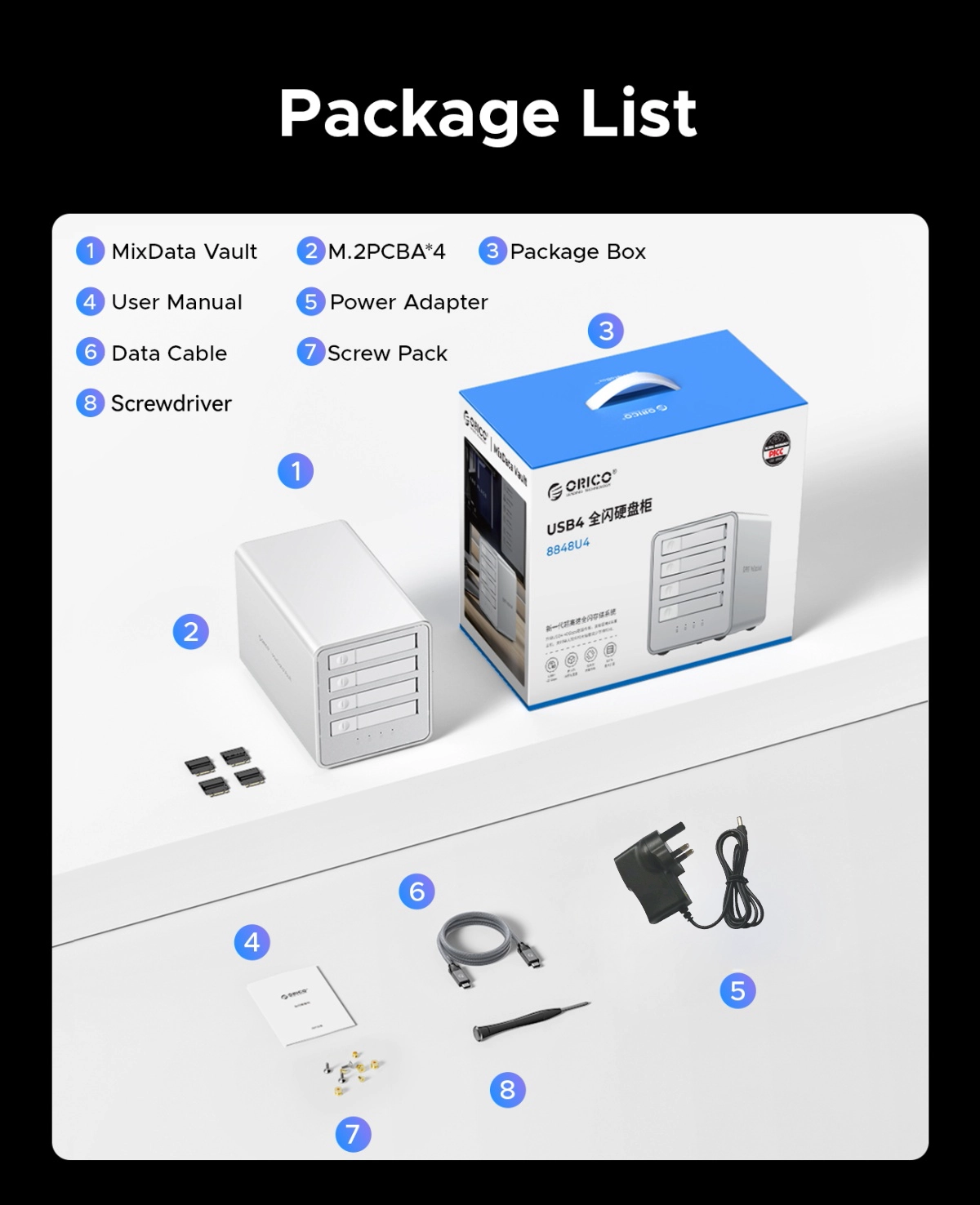 ほぼ新品 ORICO 4ベイM.2 SSDケース 8TBx4 8848U4 Amazon.com: ORICO 40Gbps SSD External Hard Drive Enclosure NVME M
