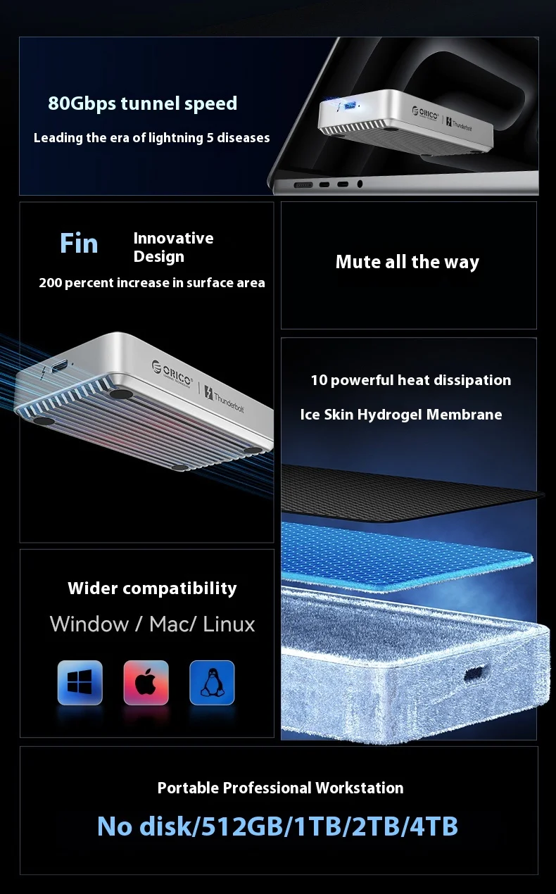 ORICO Thunderbolt 5 80Gbps Aluminum Alloy Built in Solid-state
