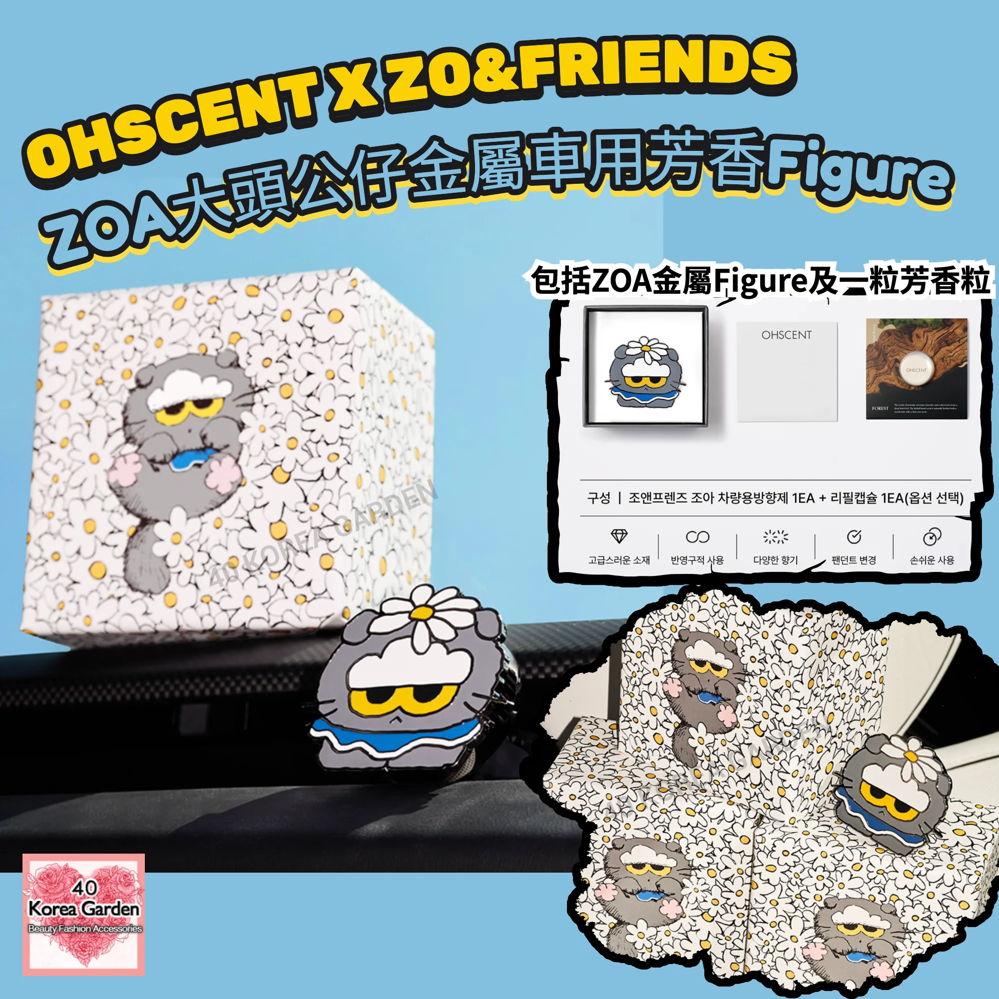 🌼韓國OHSCENT X ZO&FRIENDS ZOA大頭公仔金屬車用芳香Figure🌼 - 40