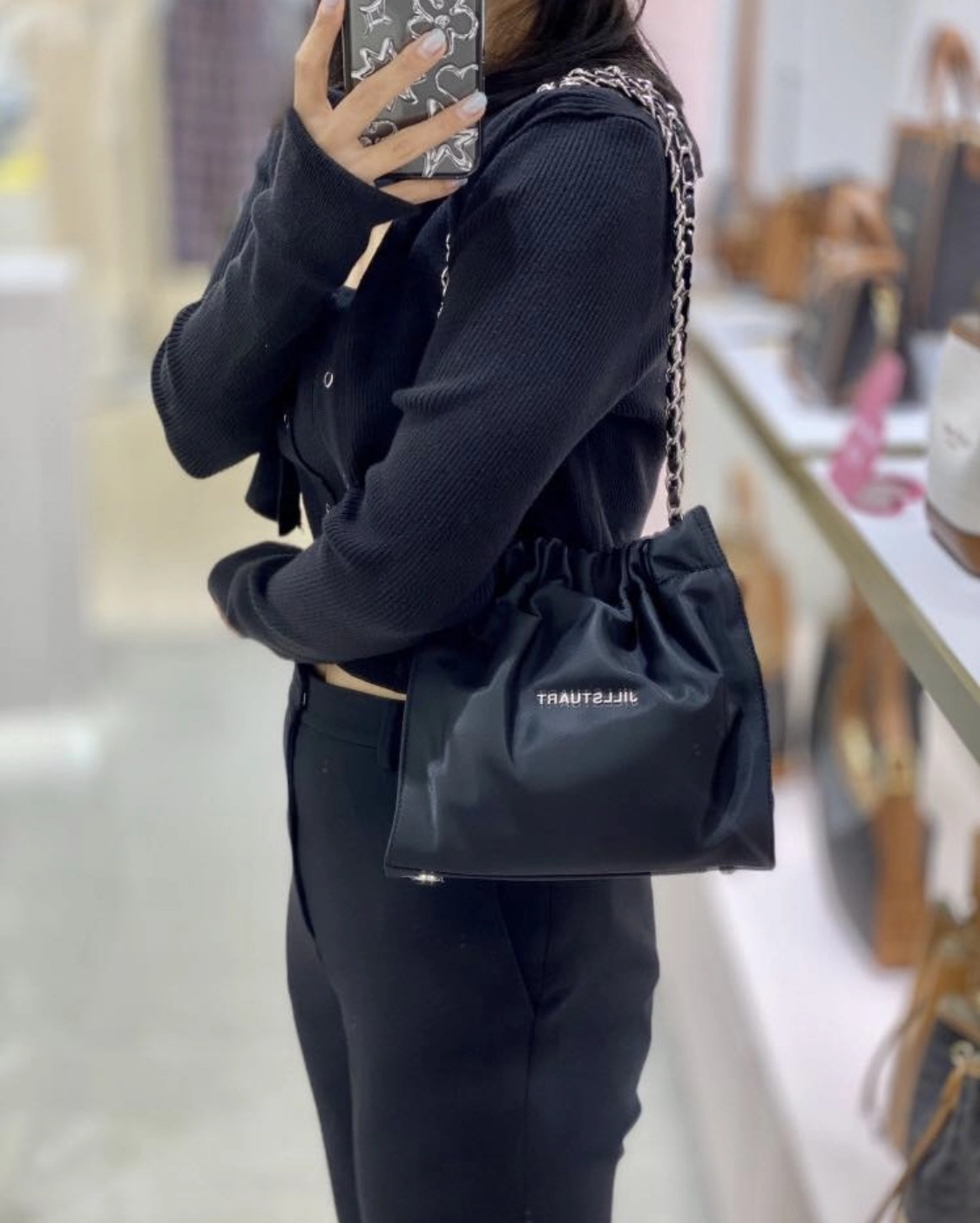 [JILLSTUART]★SILVER DECORATED NYLON CHAIN SHOULDER BAG S JillStuart 新款Silver decorated nylon chain shoulder bag