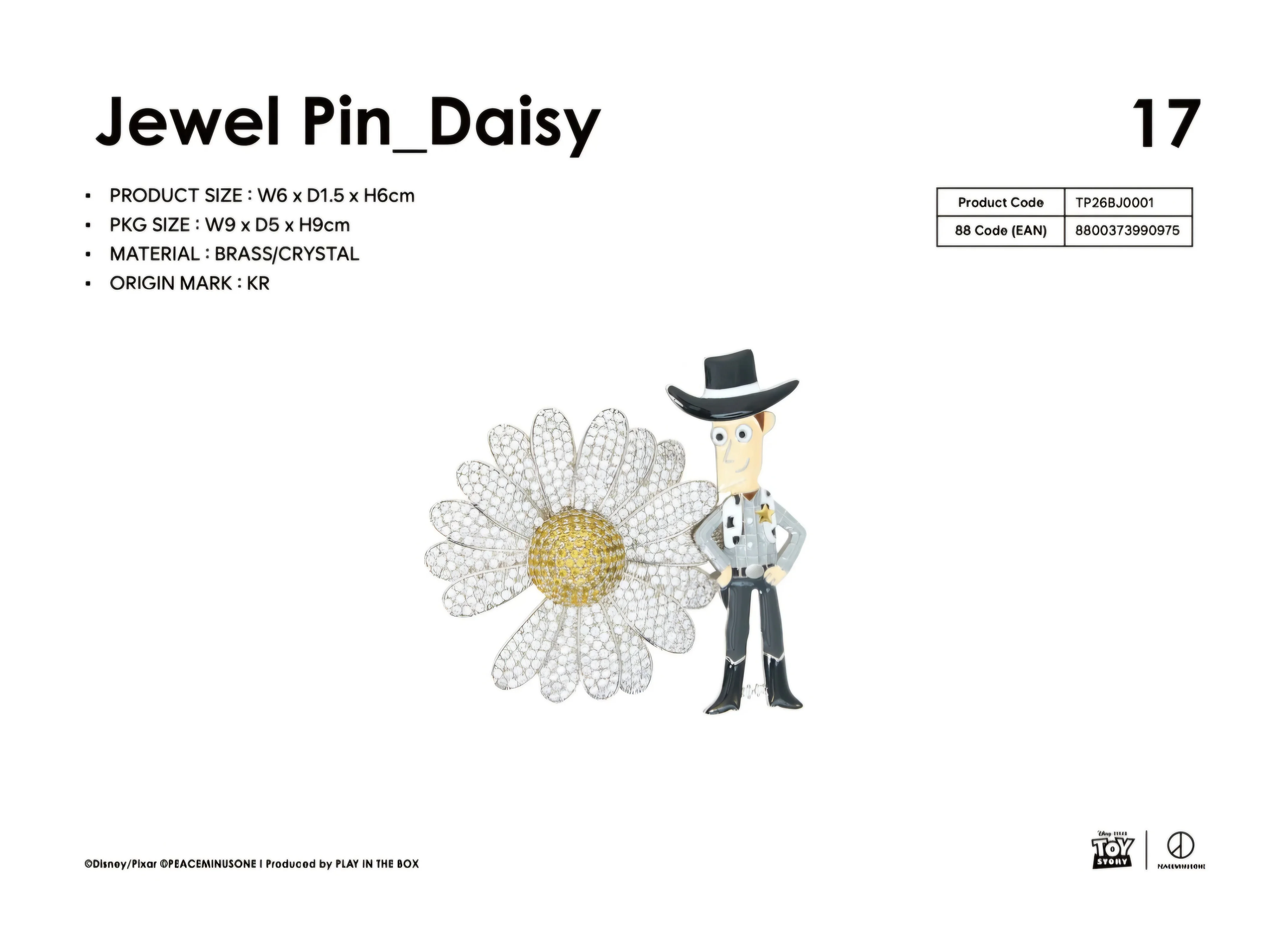 Peaceminusone X Toy Story] THE FIRST FAN Jewel Pin_Daisy 閃石胸針