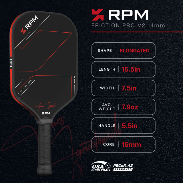 RPM Friction Pro V2 Pickleball Paddle – 2026 Gen 3 升級Power Spin 
