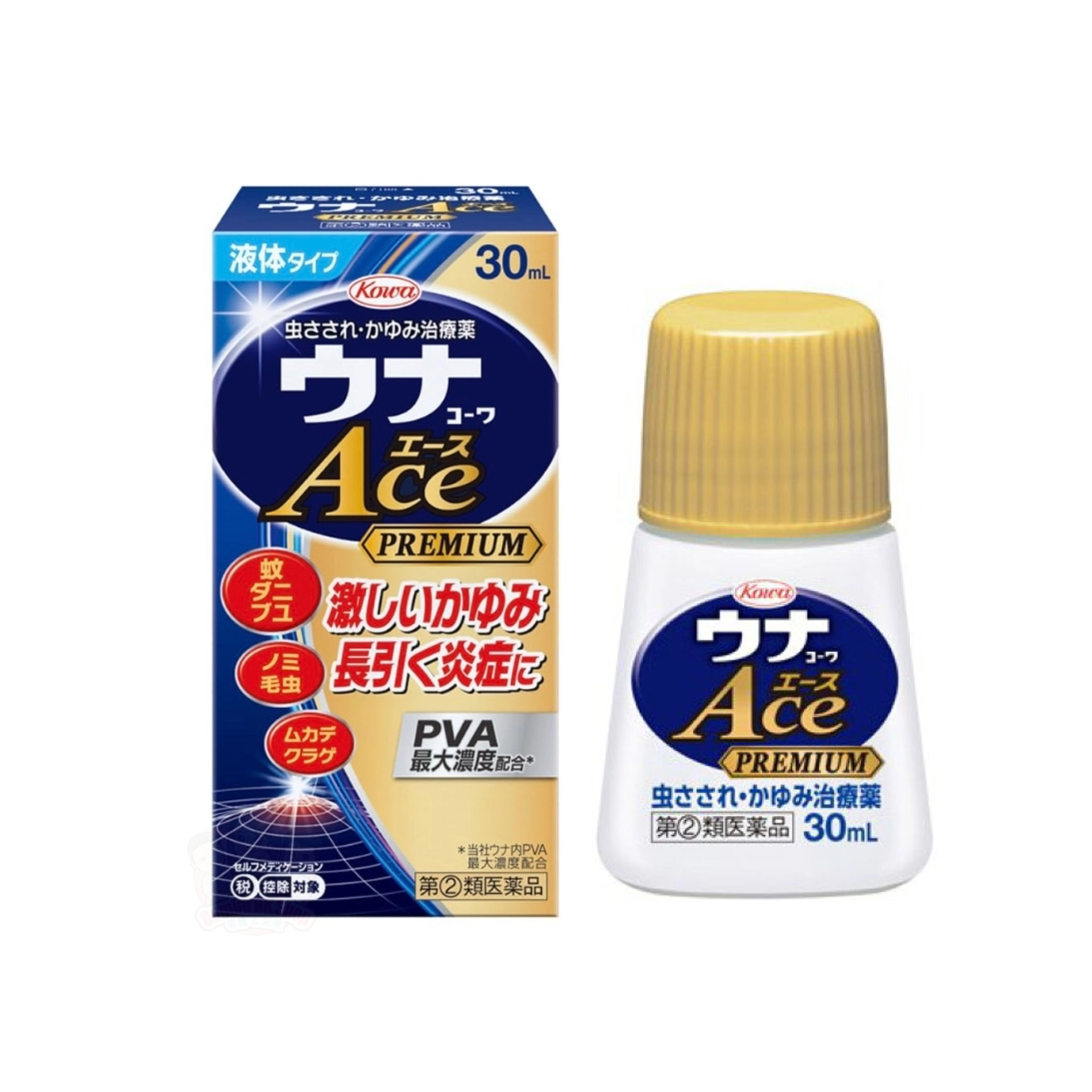 日本興和Una Kowa Ace Premium L/G 強效涼感蚊叮蟲咬止癢液30ml - GeminiHKShop