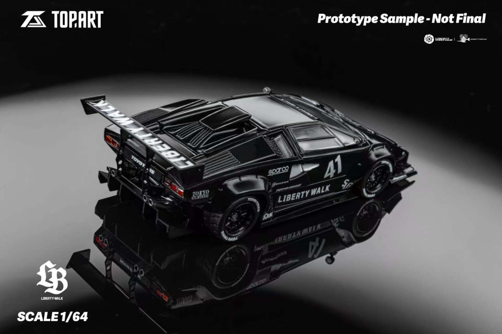現貨Instock] Topart 1/64 LiberyWalk LBWK Countach Black 41# - The