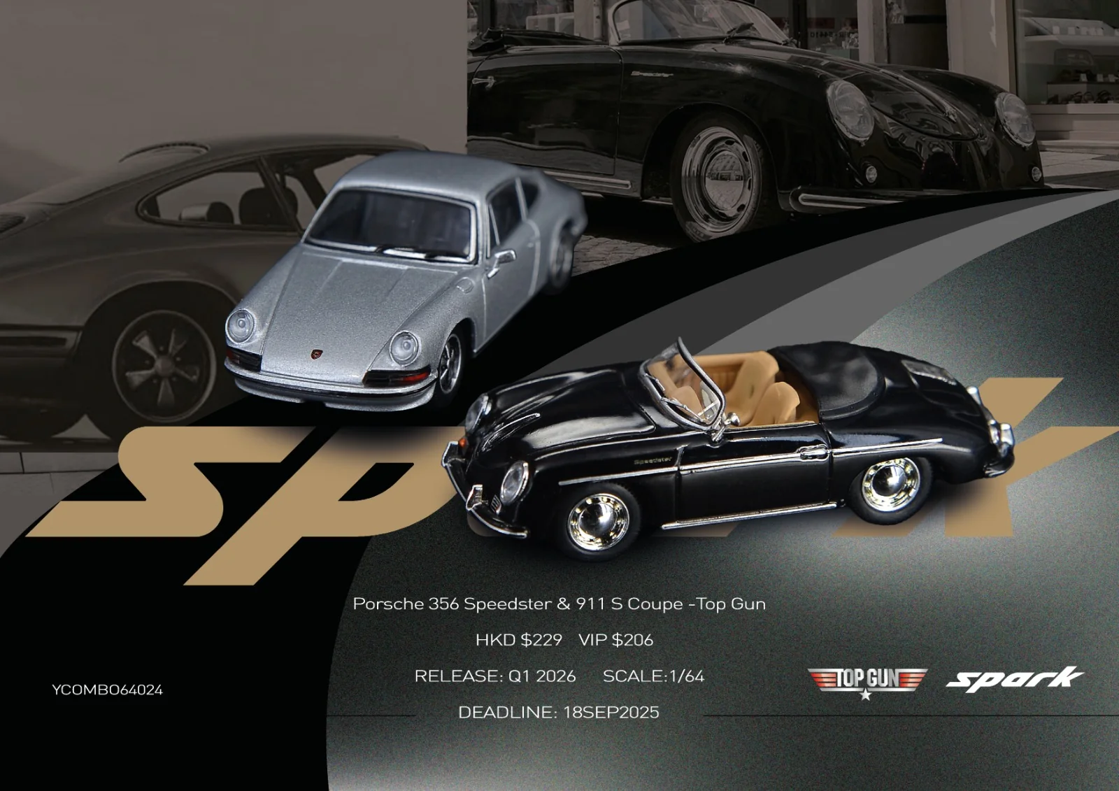 Sparky X Tiny 1/64 Porsche 356 Speedster & 911 S Coupe Set - 收藏