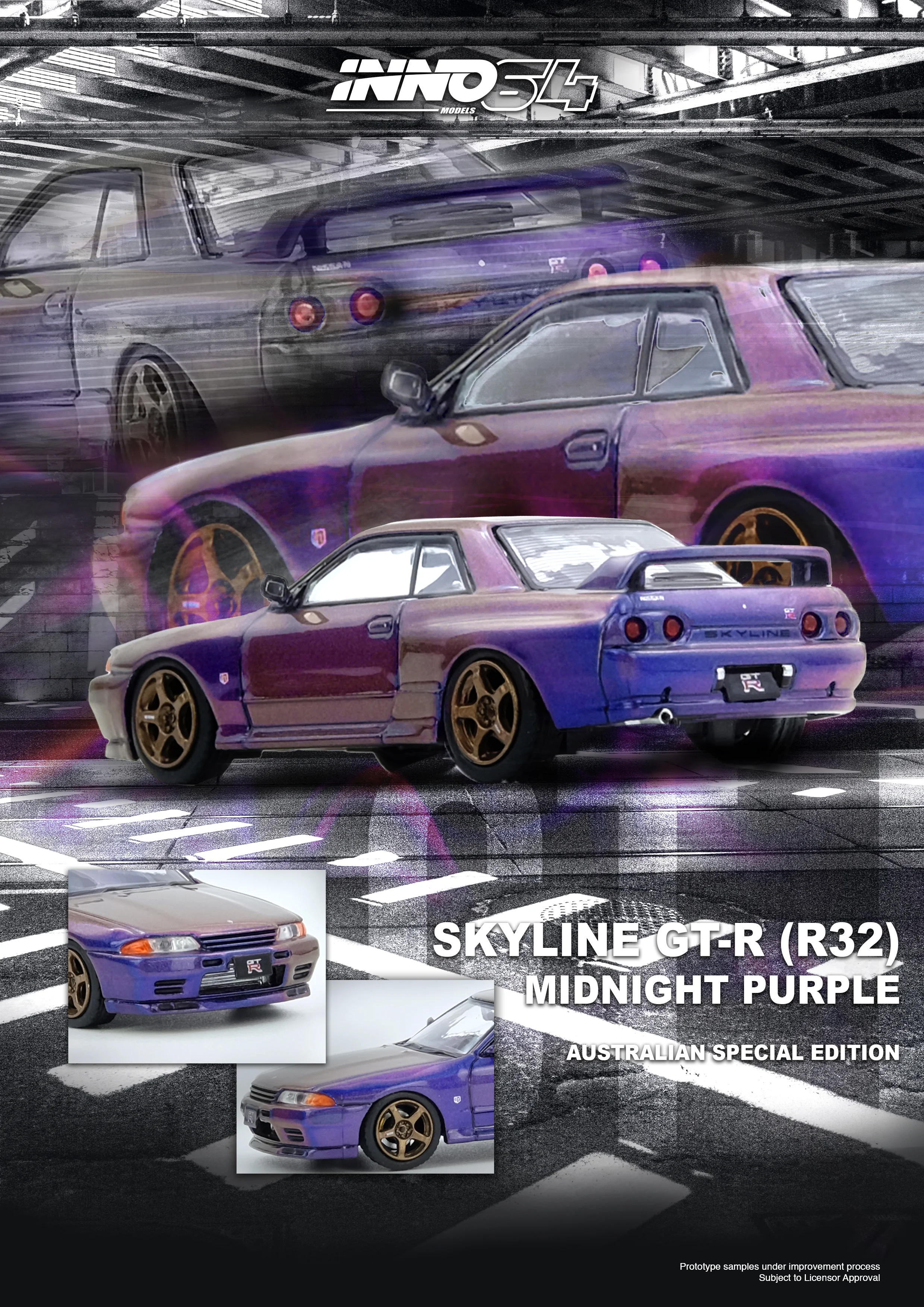 INNO 1/64 SKYLINE GT-R (R32) Midnight Purple Australia Special