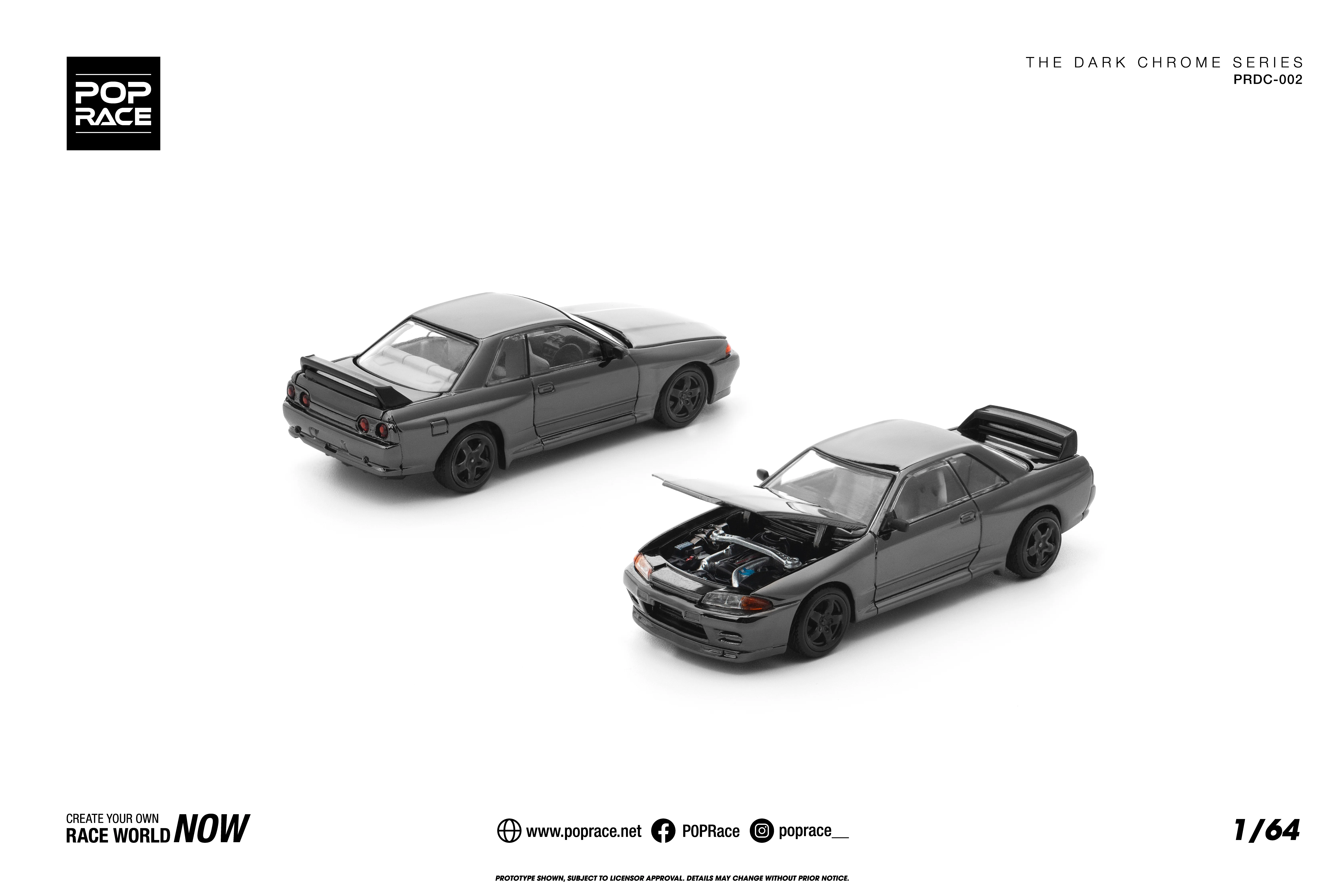 POP Race 1/64 NISSAN SKYLINE R32 GT-R DARK CHROME - 收藏家模型飛機