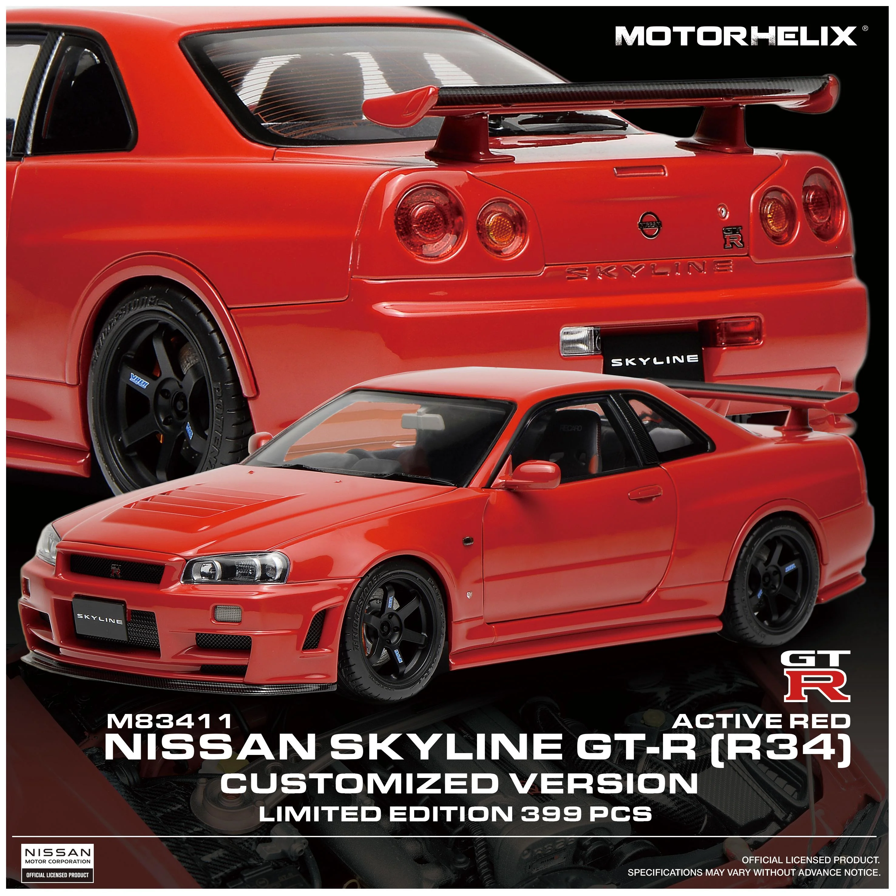 Motorhelix 1/18 Nissan Skyline GT-R R34 CUSTOMIZED VERSION Active