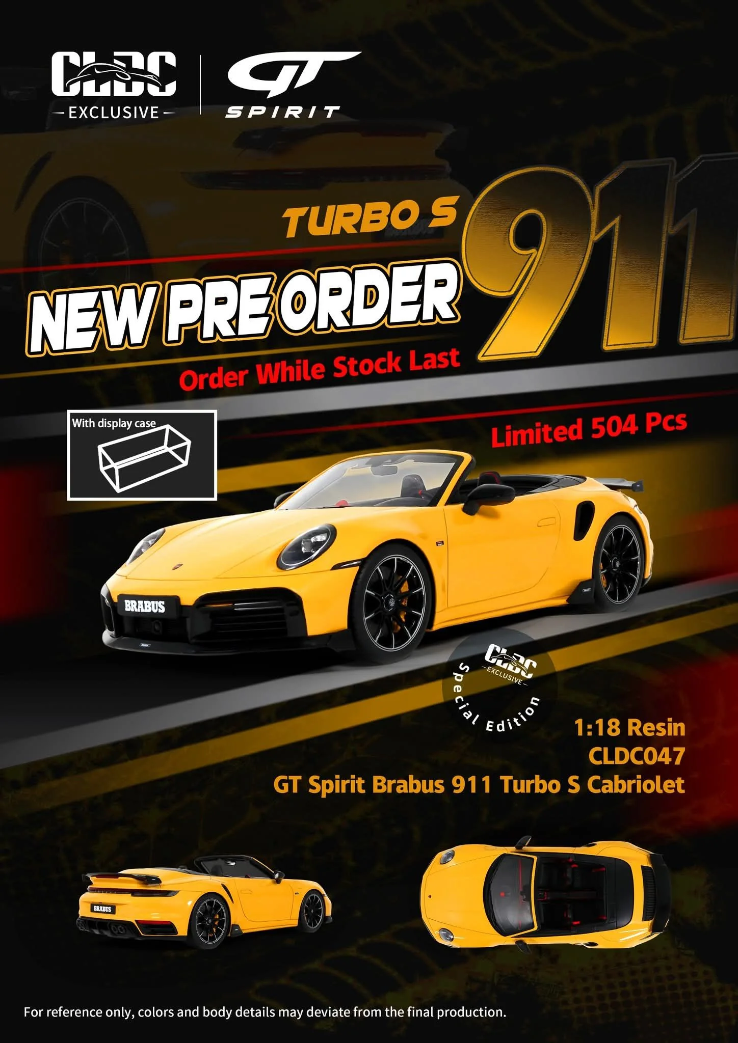 GT Spirit 1/18 Brabus 911 Turbo S Cabriolet Resin Model 高級樹脂