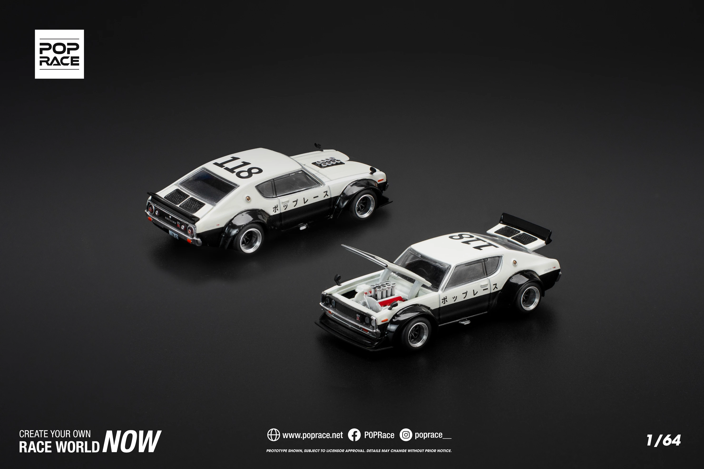 POPRACE PR640252 1/64 SKYLINE GT-R V8 DRIFT (KENMERI) - NPA STYLE