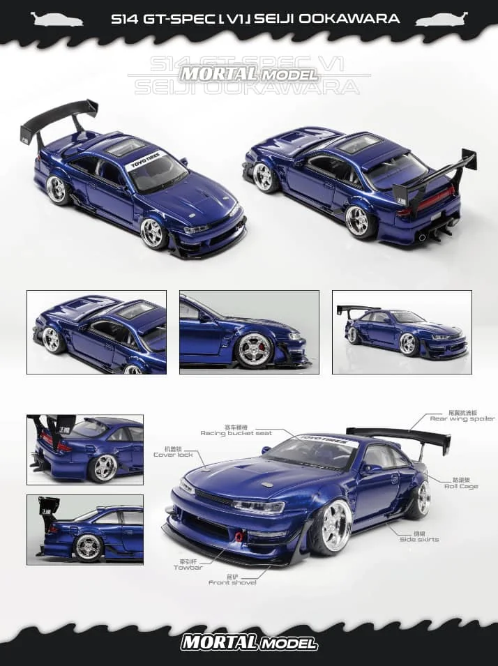 Mortal 1/64 Silvia S14 GT-Spec LV1JSEIJI Ookawara Diecast Model (2