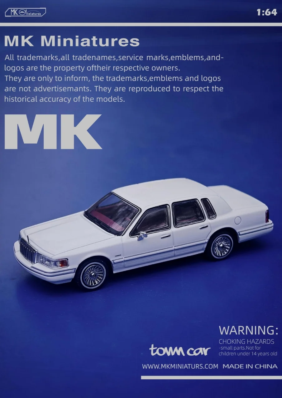 MK Miniatures 1/64 Lincoln Town Car Pearl White Diecast Model