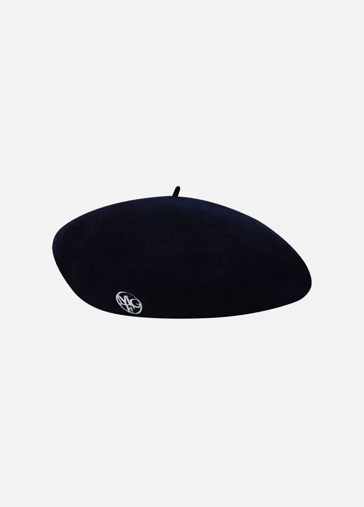 MARITHE FRANCOIS GIRBAUD CIRCLE LOGO EMBROIDERY WOOL BERET
