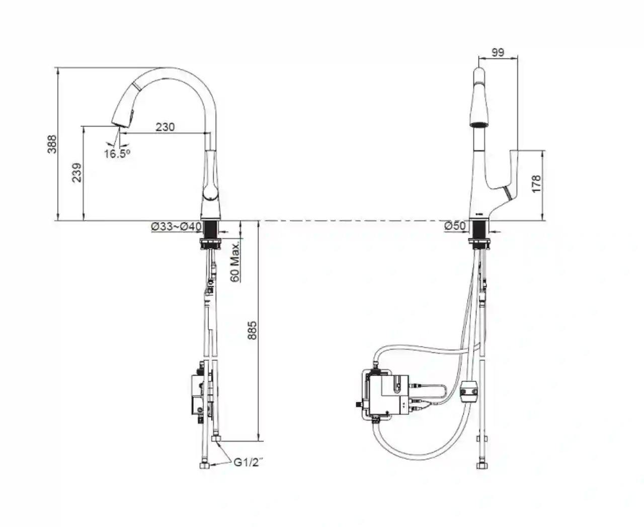 錢杜 竹子圖 KOHLER MALLECO K-77748T-4-CP下拉式廚房感應龍頭(拋光鍍鉻色