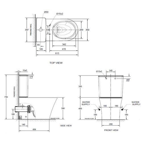 INAX 日本Heron Square 2301 貼牆式自由咀雙漩渦式沖水座廁連