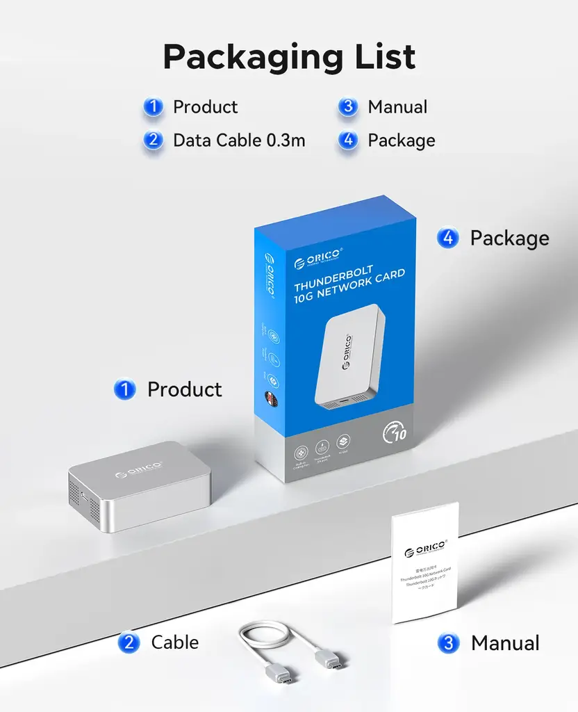 Orico REA Portable 10 Gigabit Network Card Thunderbolt 3 USB 4 NIC