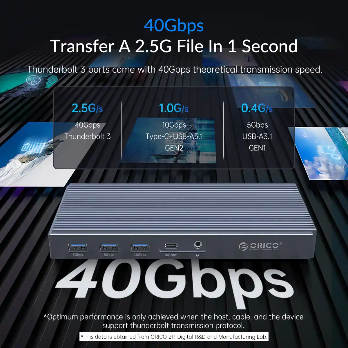 ORICO 9 in 1 Thunderbolt 3 Aluminum Alloy M.2 Dual-bay Docking