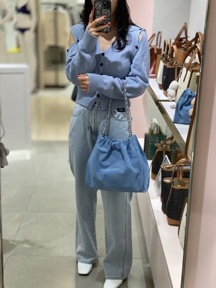 JillStuart Medium denim drawstring chain shoulder M - Eonni
