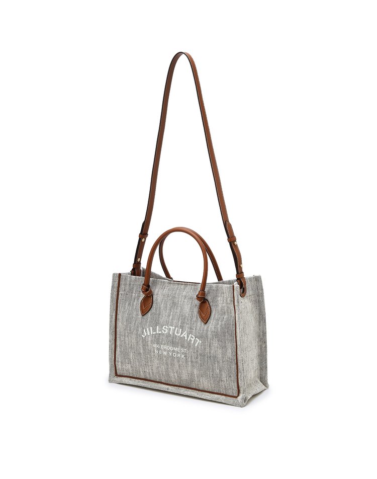 JillStuart Brown Jute Canvas Book Tote Bag - Eonni in Seoul