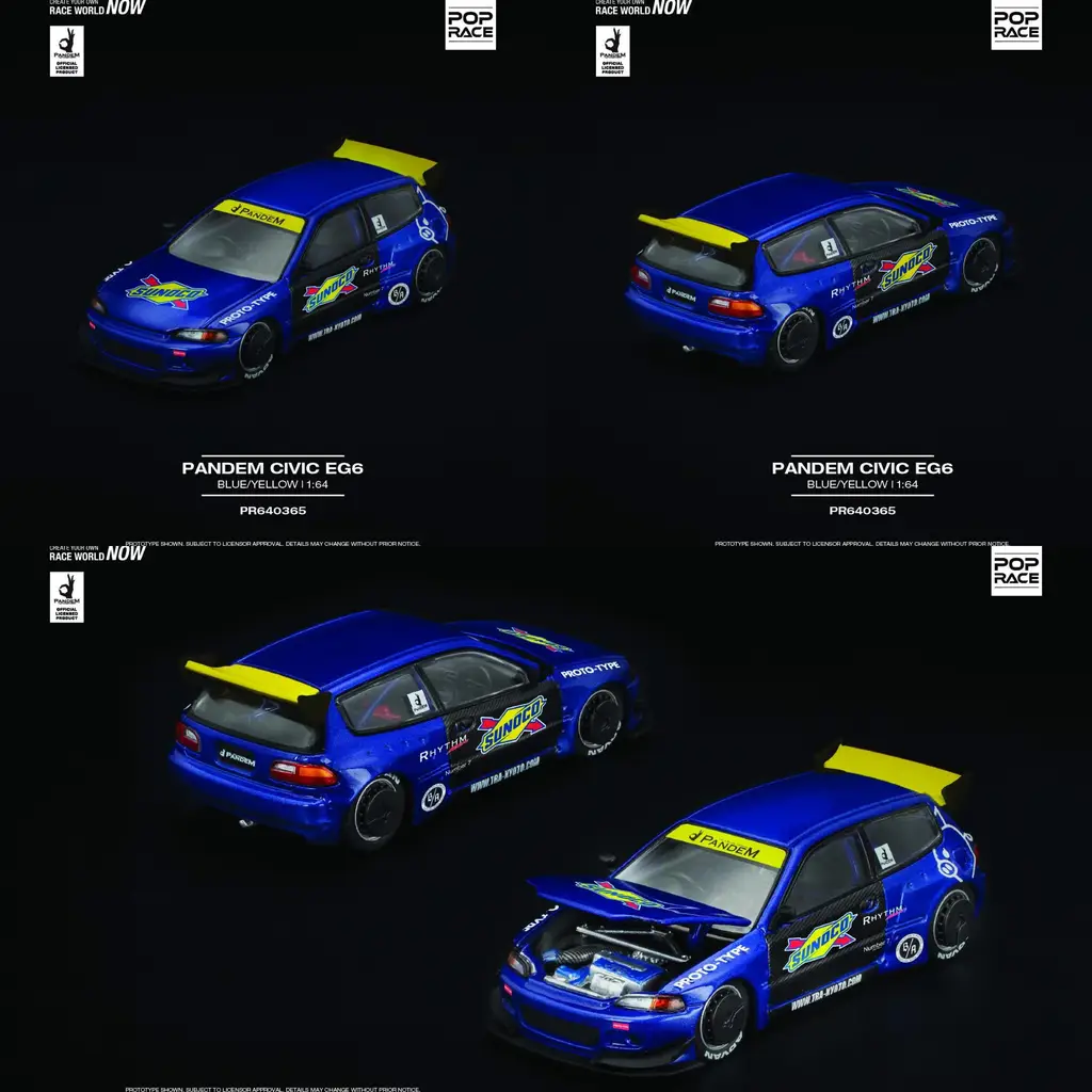 ミニカー シビック 5台セット POP RACE EG6 EF3 FN2 EF9 Pandem