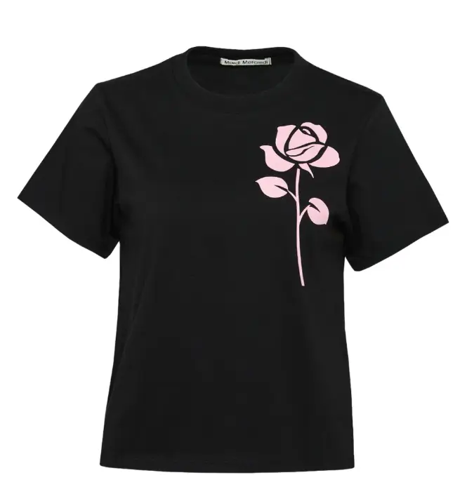 【Mardi Mercredi】SLIM TSHIRT UNE ROSE Mardi Mercredi] Slim T-Shirt Une Rose - w4shopper