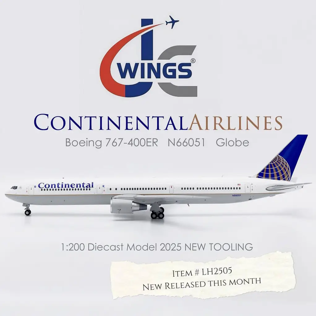 BOEING 767-400 continental 1/200 JC Wings 1/200 Continental Airlines Boeing 767-400ER
