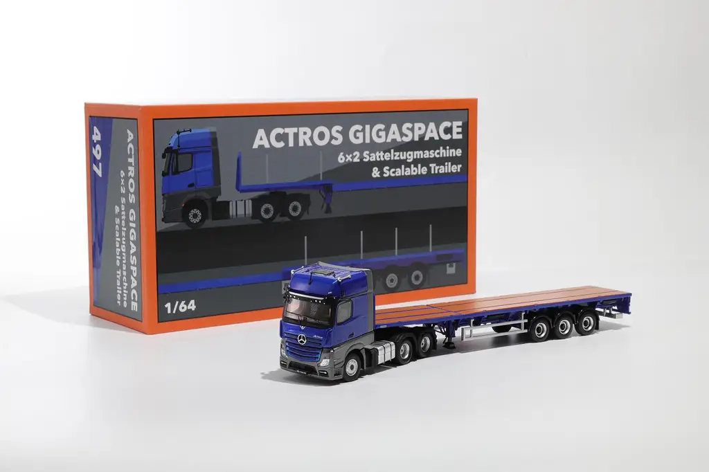 GCD 1/64 Mercedes-Benz Actros 6x2 & Scalable Trailer (3 Colors