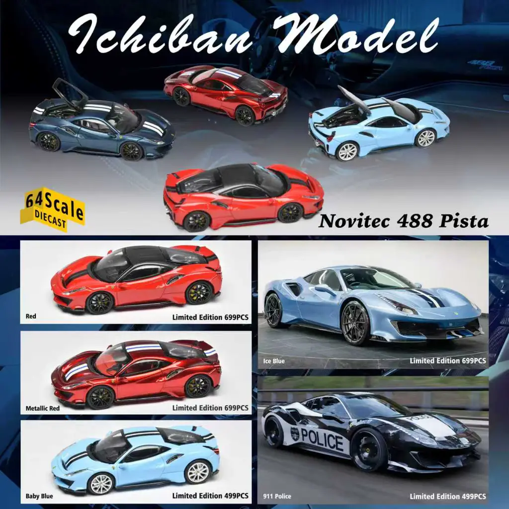 ミニカー Ferrari 488 Pista by Novitec 1/18 Ivy Models Ferrari 488 Pista Novitec in Baby Blue white