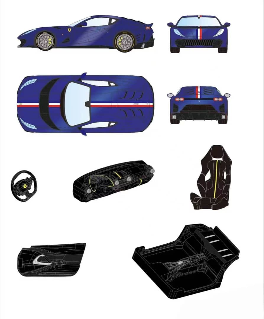 Fuelme TOC X CW 1/64 Ferrari 812 Competizione V12 BLU TOUR DE