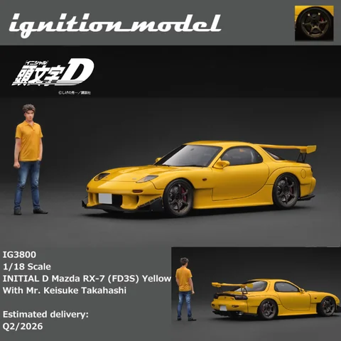 自動車 IG2873 1/18 INITIAL D Mazda RX-7 (FD3S) IG2873 Initial D Mazda RX-7 (FD3S) Yellow With Keisuke