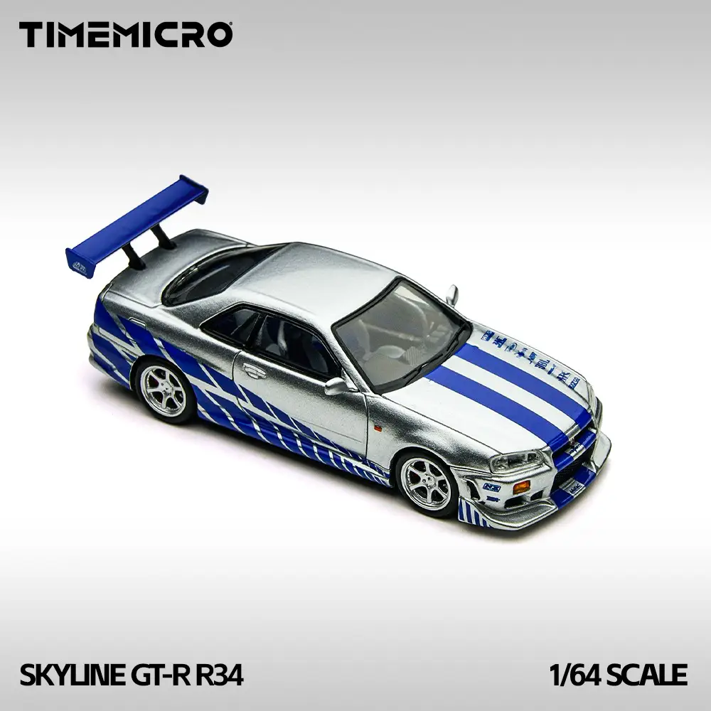 1/64 TIMEMICRO 日産　GTR R34 ワイスピ　シルバーブルー 1/64 TIMEMICRO 日産 GTR R34 ワイスピ シルバーブルー ミニカー