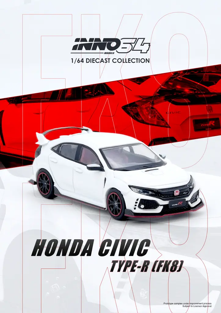 INNO 1/64 HONDA CIVIC TYPE-R (FK8) White - 收藏家模型飛機模型汽車